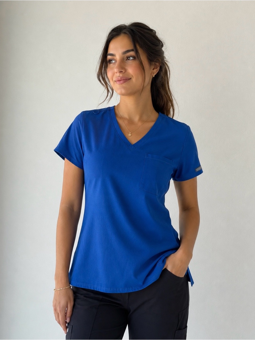 Insight V-Neck Short Sleeve Top in Royal Blue